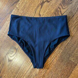 Athleta Black Ribbed High Waisted Swim Bottoms - Size Small